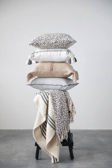 Hello Honey® Coastal Black and White Stripe Throw Blanket and Frayed Edges